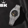 Hip Hop Full Iced Out Orologi da uomo StainlSteel Orologi da polso quadrati al quarzo con strass meccanici di lusso BusinWatch X0707