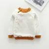 Pluche binnen pure kleur winter baby jongen en meisje kind dikke gebreide O-hals shirts solide warme trui 0-5 jaar 210308