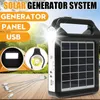 Linternas Antorchas Portátil 6V Panel solar recargable Sistema de generador de almacenamiento de energía Cargador USB con lámpara Iluminación Kit de energía para el hogar