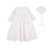 Kızın Elbiseler Sonbahar Bebek Kız Elbise Uzun Kollu Çocuklar İlk Doğum Günü Balo Bebek Bebek Şapka Vaftiz Düğün için 0-18 Ay