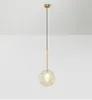 Lámpara colgante de cristal para restaurante nórdico, lámpara colgante pequeña con personalidad creativa y transparente de un solo cabezal, barra de bolas minimalista