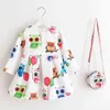 Baby Girls Dress With Bag 2021 Märke Kids Autumn Dresses for Girls Clothing Floral Barn Julklänning Prinsessan Vestidos G1129