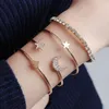 Bangle 4-piece Set Of Ladies Alloy Diamond Five-pointed Star Moon Open Bracelet Simple Temperament Fashion
