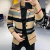 Suéteres Masculinos 2021 Outono Casual Moderno Terno Masculino Estilo Coreano Personalidade Magro Casaco Lattice Malha