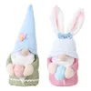 Easter Bunny Gnome Egg Decoration Handmade Faceless Ornaments Doll Rabbit Plush Toys Holiday Home Party Kids Gifts W2