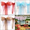 ers textiles Home Gardenwholesale-10pcs/set orgricza كرسي Sashes Bow Bow Wedding and Events Supplies Decoration 25 Color