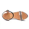 Sandaler Yaernifashion Rhinestone Transparent Woman Shoe Heel Summer 2021 Plattform Women's Leather Ladies Wedge Kvinna