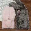 Fluffy Rabbit Ears Plush Telefon Väskor för Samsung Galaxy Note 20 Ultra S20 Fe S21 Plus Not 10 Lite Soft TPU Silikon Back Cover