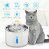 CAT Bowls Feeders 2.4L Automatyczna Fontanna Wody LED Electric Mute Feeder USB Dog Pet Dother Bowl Dispenser