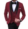 Garnitury męskie Blazers Terno Masculino Slim Fit Mens 3 Piece Black Szale Lapel Casual Smokingi Na Ślub Groomsmen Men (marynarka + kamizelka + spodnie)