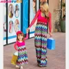 Mommy and me family matching mother daughter striped patchwork dresses mom and daughter dress kids parent child outfits clothes 210713