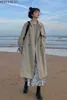 WERUERUYU Feminino Trench Coat Casual Feminino Casaco Longo Solto com Cinto Moda de Inverno Jaquetão Transpassado 210608