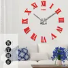 3D大型ローマ数字アクリルミラーの壁時計DIYクォーツ腕時計静物時計モダンな家の装飾リビングルームステッカー