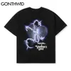 Gonthwid t-tröjor streetwear kedja hjärta vampyr kärlek kortärmad tshirts hip hop hajuku hipster casual punk rock gothic toppar c0315
