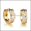 Stud Jewelrystud Women Earings Fashion Jewelry Earrings Gold Color Double Layer Cubic Zirconia Cute Gift Wedding Jewellery Drop Delivery 202