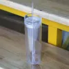 Tazza trasparente a doppio strato da 16 once con cannuccia Bicchieri d'acqua carini creativi Nuova bottiglia d'acqua sportiva Tazza di plastica sigillata a tenuta stagna ZC063