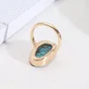 Кластерные кольца модное овальное шестигранное шестигранное каллайт Хелебный кристально -синий каменный кольцо геометрическое золото пальцем для женщин -ювелирных изделий 2477321