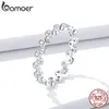 Anéis de cluster Bamoer Gar123 S925 Sterling Silver Clear CZ Bubble Dedo empilhável para mulheres noivado Declaração de casamento jóias