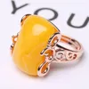 Kluster Ringar Natural Baltic Amber Silver Ring Justerbara Mens Kvinnor Blod Mode Smycken Tillbehör Gåvor Ladies BEESWAX