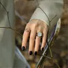 Andywen 925 Стерлинговое серебро Золотая цепочка Регулируемое кольцо Женщины Мода Роскошные Ювелирные Изделия Изящные Драгоценности Резейные кольца 210608