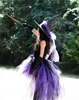 Purple Kids Girls Halloween Fairy Party Dresses with Hat Black Witch Toddler Baby Girls Birthday Cosplay Costumes Children Dress G1218