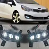 2PCS For KIA RIO 2012 2013 2014 2015 Car Daytime Running Light Fog light Lamp LED DRL With yellow turn signal