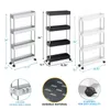 Hooks & Rails Adjustable 4/3/2 Layers Storage Trolley Shelf Movable Rack Rolling With 4 Wheels Cart Goods Kitchen Tableware