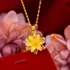 Beautiful Flower Pendant Chain Filigree 18k Yellow Gold Filled Womens Fashion Jewelry226G