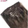 16-28 inches 8 stks Set 120G Clips in / op 100% Braziliaanse Remy Menselijk Haarverlenging Volledig hoofd Natuurlijk recht