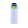 12oz Sublimation Straight Sippy Cup Children Water Bottle Flipped Lid Blank white Portable Stainless Steel vacuum insulated by sea GWB11213