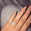 Cluster Rings Simple 3 Row Cubic Zirconia 925 Sterling Silver For Women Fashion Wedding Engagement Band Jewelry Bague Femme