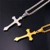 Unique Croix Latine Collier Pour Hommes En Acier Inoxydable Bijoux Plaqué Or 18K Religieux À La Mode Crucifix Chrétien Jésus Croix Pendentif P825