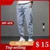 Мужские джинсовые брюки мужские брюки Haruku грузовые джинсы хлопок повседневная гарема джинсовая джинсовая ткань хип -хоп спортивные штаны мужские брюки 211029