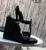 Wmen Sandal Designer Sandals Metalowe nachylenie pięty Kobiety oryginalne skórki espadrille tkanin butów butów kostki impreza 34-41
