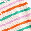 Zevity Women Fashion Färgglada Striped Knitting Sommar Shorts Femme Chic Lace Up Waist Casual Pantalone Cortos P1112 210719