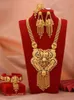 Set di gioielli di lusso 24k Dubai set oro color oro africano regali di nozze braccialetto da sposa collana orecchini orecchini anello gioielli set per le donne 211204