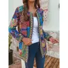 EaseHut Plus Size 5XL 6XL Coat for Women Ethnic Printed Cardigans Autumn Thin Coats Long Sleeve O Neck Casual Loose Outwear 210918