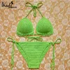 Bikini bianchi fatti a mano all'uncinetto Bikini Set donne sexy Swimwea costume da bagno estivo femminile tankini bagnante costume da bagno da donna 210722