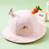 키즈 베이비 당근 자수 모자 귀여운 만화 토끼 자수 버킷 모자 패션 태양 모자를위한 여자 아기 소년
