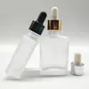 30 ml vierkante vape vloeistof sap druppelaar glazen fles lege parfum fles voor e-juice rechthoek met zilveren gouden zwarte dop voor essentiële Oi