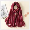 Fashion Silk Scarves Summer Flower Print Beach Towel Pashmina For Brand Designers Women Sunscreen Thin Gauze Scarf Long Shawl Wrap 180*90Cm