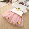 Girls Set Toddler Princess Outfits Summer Kids Clothes for Girl White T-shirt Tutu Skirts 2pcs Children Suits Pineapple Costume 490 Y2