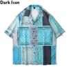 Bandana Patchwork Polo Shirt Hommes Été Hawaii Turn-down Col Hommes Chemise À Manches Courtes Homme Top 210603