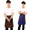 Unisex Japanese Apron Waist Denim Barista Vintage Half Cooking s Men Pinafore 210625