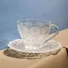 Glass Coffee and Saucer Set Creative European Vintage Relief Sunflower Milk Cup for Breakfast Afternoon Tea
