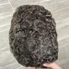 20 mm lockiges Gewebe #1b von schwarzer Männerperücke menschliches Haar Toupe Dünne Haut PU Männliche Ersatzsystem Langlebige Prothese Haarteile Einheit