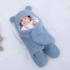 Cute born Baby Boys Girls Mantas de felpa Swaddle Wrap Ultra-Soft Fluffy Fleece Saco de dormir Algodón Ropa de cama suave Baby Stuff 211029