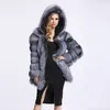 Zadorin Streetwear Faux Fur Coat Vinterjacka Mode Kvinnor Tjocka Vajor med Hooded Plus Size Ytterkläder 211220