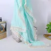 Baby Tassel Swaddling Mantas Recién nacido Muselina Windscreen Shawl Solid Candy Lace Doble algodón Gasa Cover Kids Fringe Toalla de baño Ropa de cama de guardería 19 colores B7806