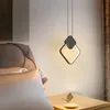 Lampada a sospensione minimalista ad anello nero con lampada a sospensione a soffitto a LED dimmerabile a filo lungo per la lampada da comodino della camera da letto del ristorante